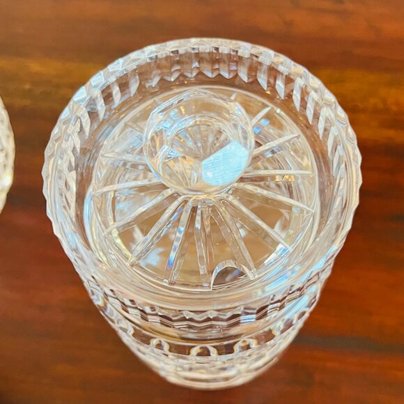 2 - Vintage Waterford Crystal Jam Jelly Honey Jars Lids Lismore Diamond Pattern - Picture 5 of 11